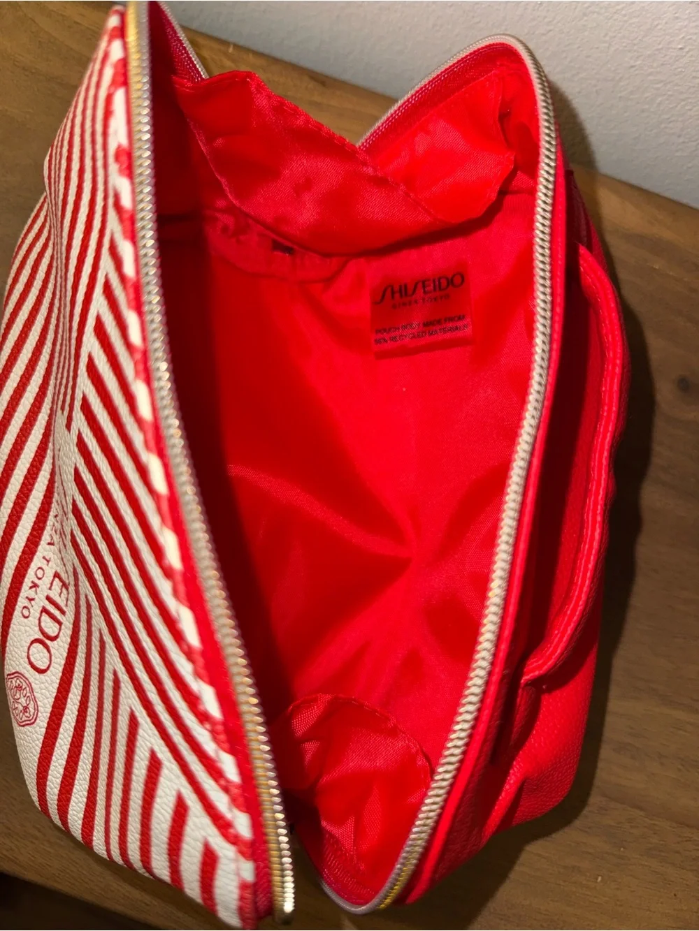 Shiseido Red and White Stripe Cosmetic Pouch